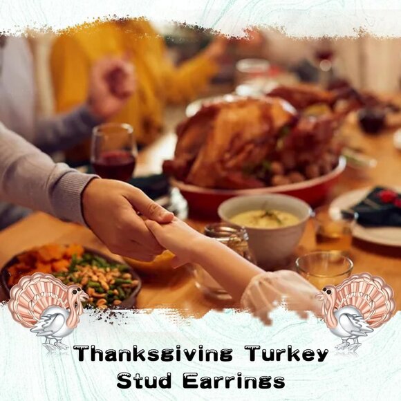 925 Sterling Silver Thanksgiving Turkey Earrings for Women Hypoallergenic Stud J - Picture 4 of 6